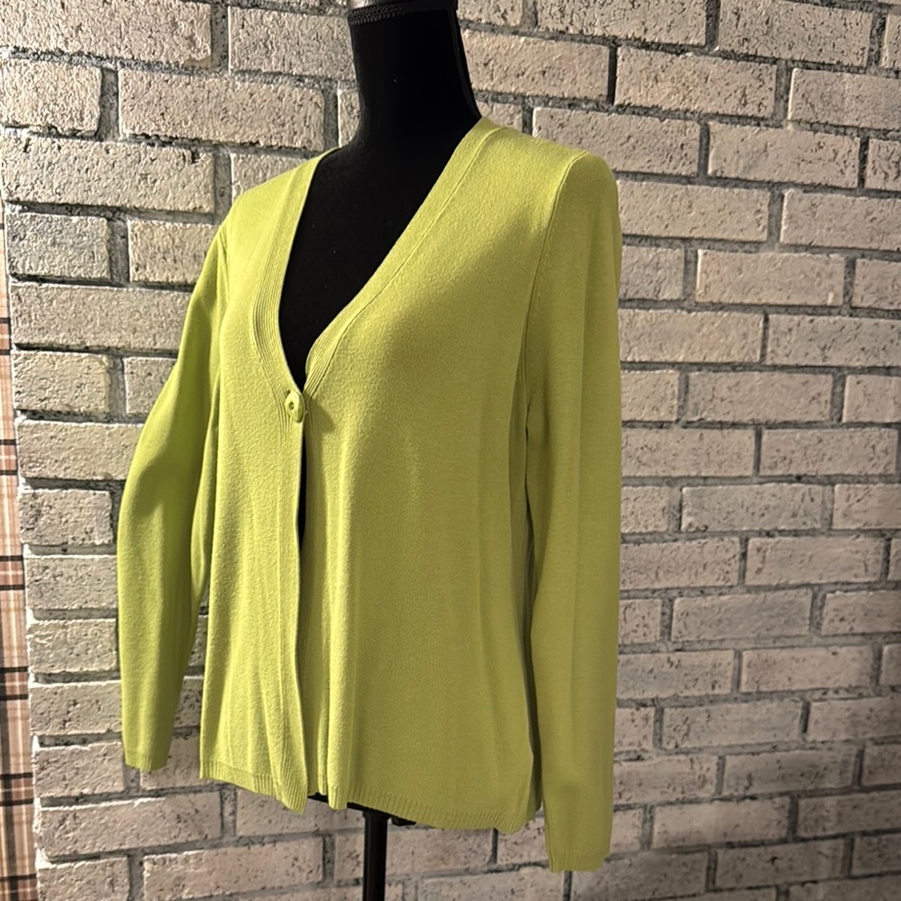 Charter Club Green Cardigan Sweater V-Neck Knit - Picture 5 of 6